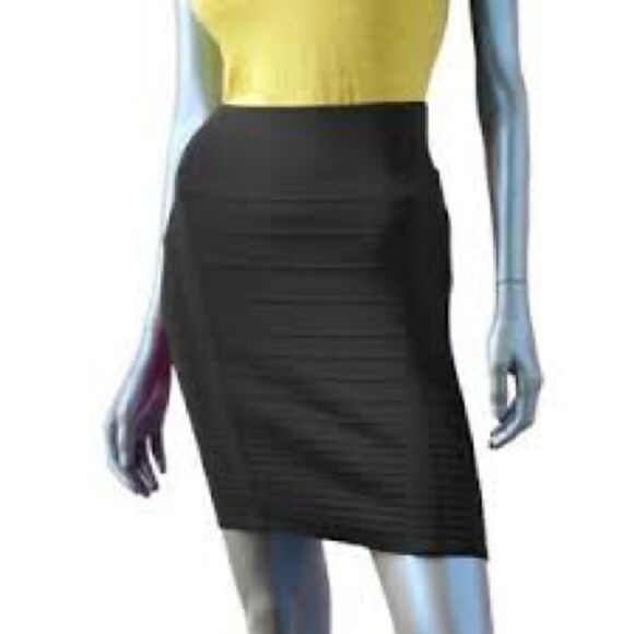 ROCK & REPUBLIC ribbed bodycon midi skirt bandage skirt black S - Picture 3 of 10